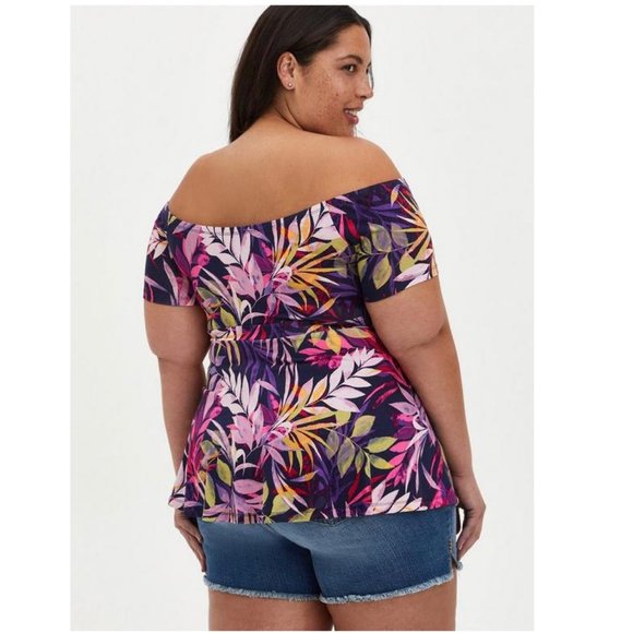 Torrid Women's Babydoll Super Soft Tie Front Off Shoulder Top Cropped Size 3X - Picture 2 of 12